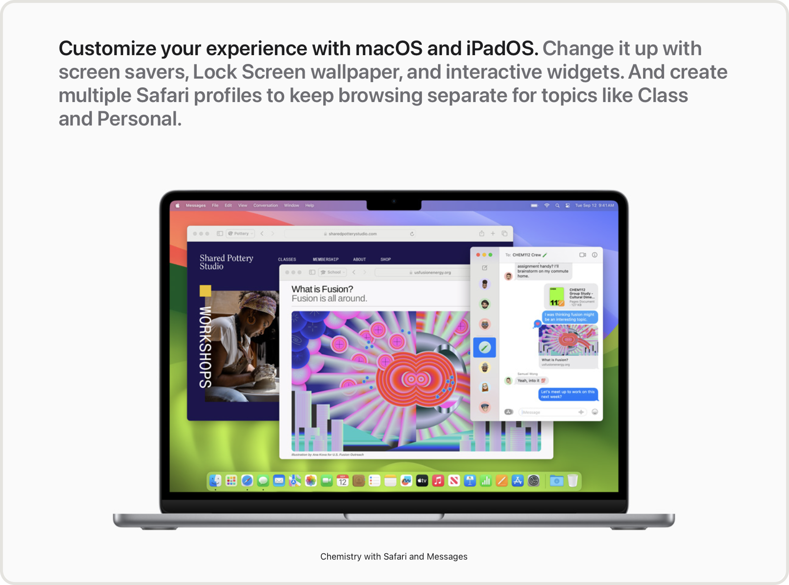 U.S. Fusion Outreach on Apple's education page: the fusion illustration above a row of student resources.